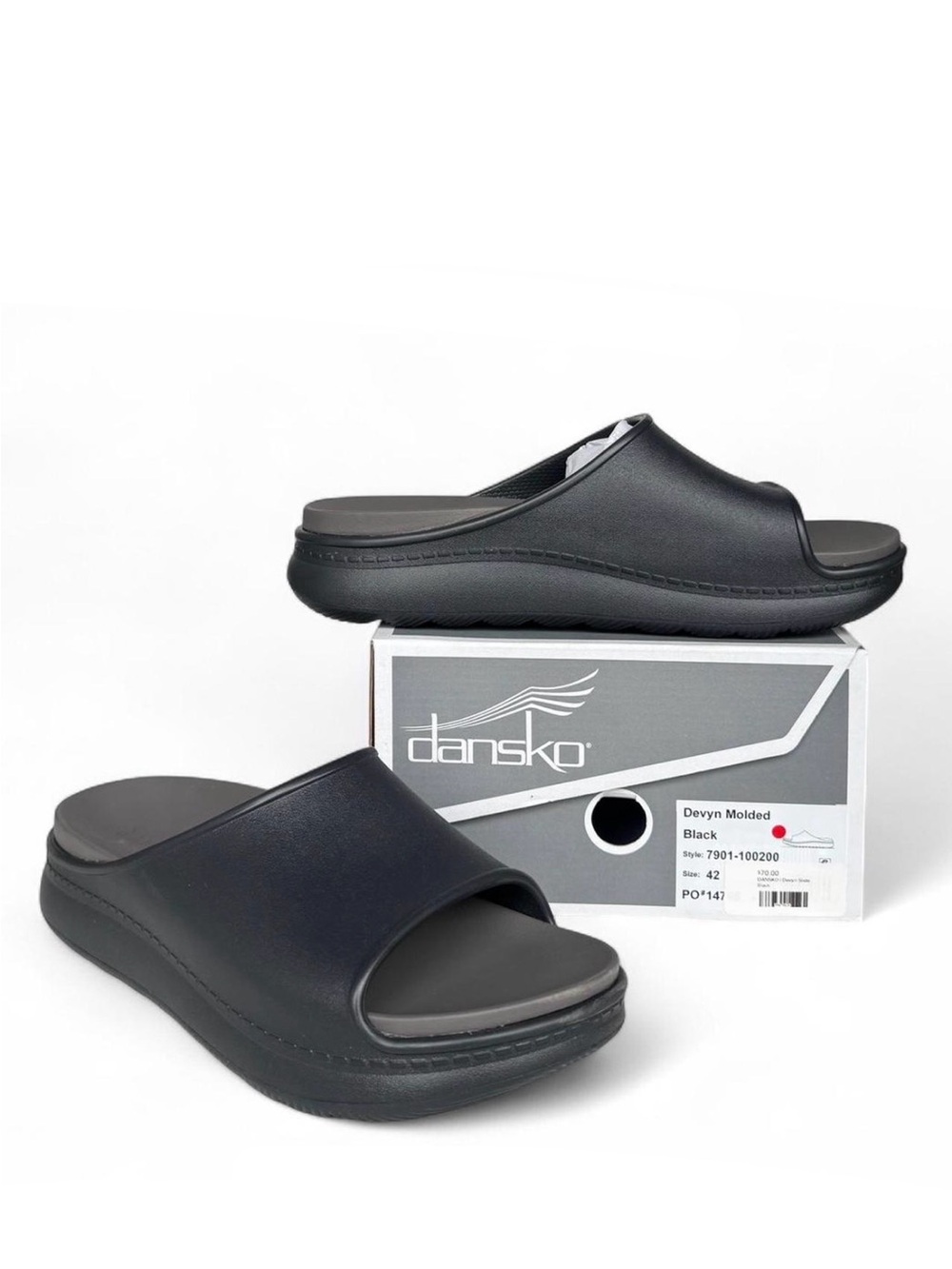 Dansko Devyn Molded Black Slide Sandals